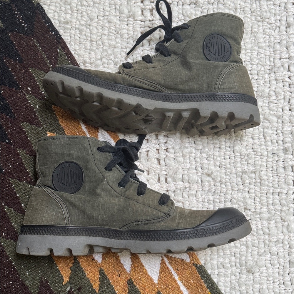 Palladium Pampa Hi Canvas Boots Olive Green Black Gorpcore Utility Combat Boots - Picture 4 of 7